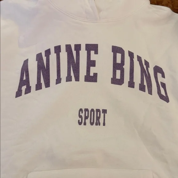 Anine Bing White Hoodie with Purple Lettering - Picture 6 of 7